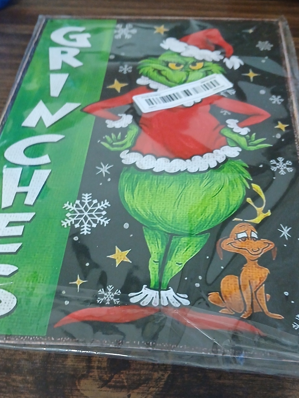 Grinch Holiday Party Banner - Green and Red Metal Sign New